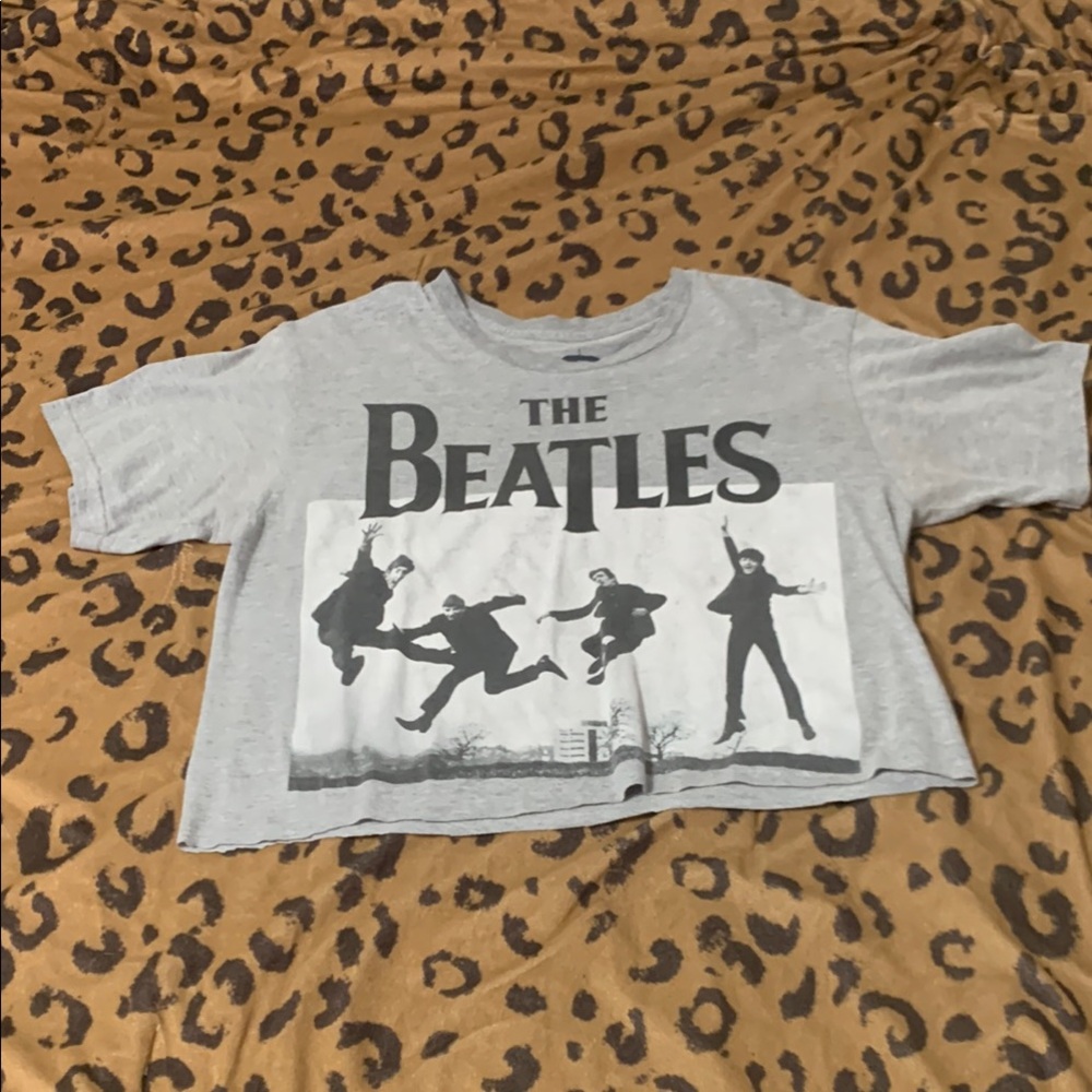 The Beatles Gray Crop Top Iconic Silhouettes